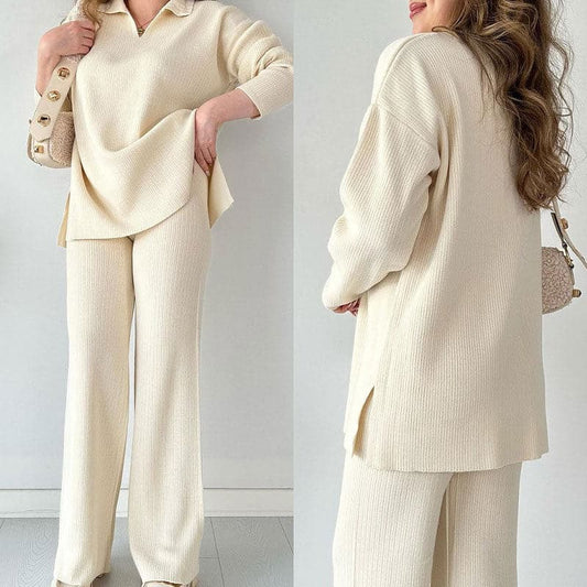 🌸Uitverkoop 49% korting💐V-hals Casual Split Gebreide Tweedelige Set