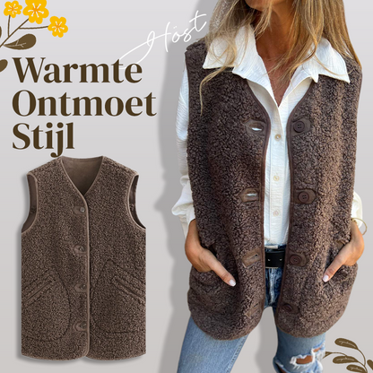 🔥Laatste dag 50% korting🔥Vrouwen Fall Button Down Korte Warme Vest