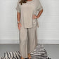 🔥Laatste dag 50% UIT🔥Fashion Casual Losse Plus Maat 2-Delige Set - Korte Mouw + Broek Met Wijde Pijpen