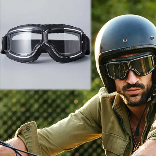 🥽 🏍️ Vintage helmbril motorbril – UV-bescherming, anti-condens en verstelbare band 🛡️