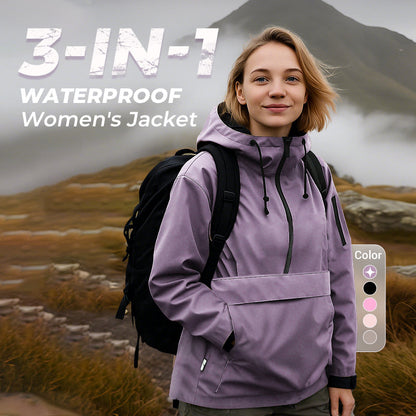🍂Herfstuitverkoop 50% KORTING🍁🌧️💧3-in-1 waterdichte damesjas – regen, wind en kou, alles gedekt