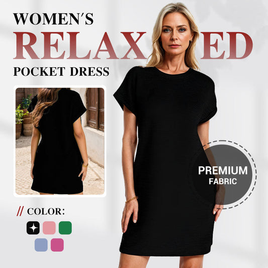 💥Uitverkoop 50% korting💞Damesjurk met ontspannen mouwen en zakken
