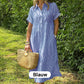 🛍️Nieuwe exclusieve zomerkleding👗Gestreepte revers-overhemdjurk met knopen | Met functionele zakken