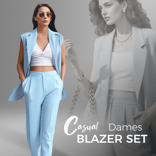 🌞Dames Stylish Mouwloze Blazer & Hoog Getailleerde Broek Set