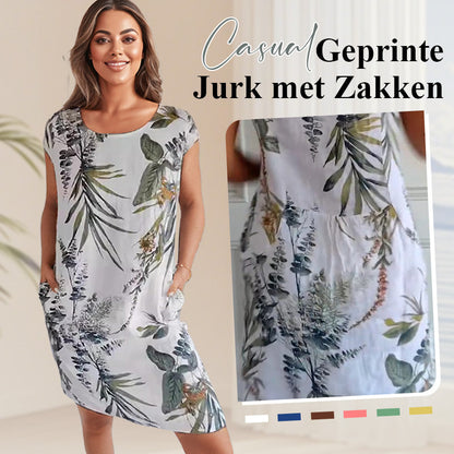 🌷 49% KORTING | Dames Jurk met Ronde Hals & Botanische Print – Fris, Comfortabel & Perfect voor het Voorjaar🌿