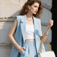 🌞Dames Stylish Mouwloze Blazer & Hoog Getailleerde Broek Set
