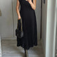 Sleeveless pleated simple solid color dress