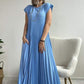 Sleeveless pleated simple solid color dress