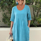 🔥2024 Hot Sale💃Puur Katoen Linnen Open Zak Tuniek Midi Dress
