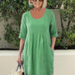 🔥2024 Hot Sale💃Puur Katoen Linnen Open Zak Tuniek Midi Dress
