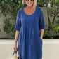 🔥2024 Hot Sale💃Puur Katoen Linnen Open Zak Tuniek Midi Dress