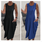 👗Eenvoudige mouwloze jurk met zakken