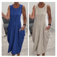 👗Eenvoudige mouwloze jurk met zakken