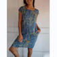 🌷Uitverkoop 49% korting🍀Jurk met ronde hals en botanische print voor dames