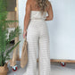 Zomerse eenvoudige gestreepte strapless jumpsuit met wijde pijpen