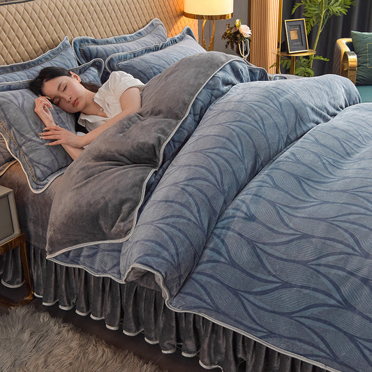 💤Ultra-zacht luxe verdikt imitatie fluwelen 4-delige beddelenset💤