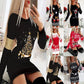 🎅【M-4XL】2024 Herfst en winter bedrukte kerstjurkjes met lange mouwen.
