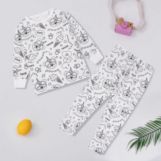💖Uitverkoop 50% Korting💖Doe-het-zelf tekenfilm kleurige pyjama voor kinderen