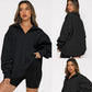 💝Hete verkoop💕Dames Sweatshirt met Ritssluiting en Afhangende Schouders