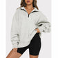 💝Hete verkoop💕Dames Sweatshirt met Ritssluiting en Afhangende Schouders