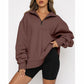 💝Hete verkoop💕Dames Sweatshirt met Ritssluiting en Afhangende Schouders