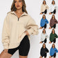 💝Hete verkoop💕Dames Sweatshirt met Ritssluiting en Afhangende Schouders