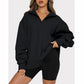 💝Hete verkoop💕Dames Sweatshirt met Ritssluiting en Afhangende Schouders