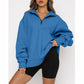 💝Hete verkoop💕Dames Sweatshirt met Ritssluiting en Afhangende Schouders