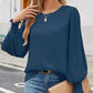 Dames Casual Crew Neck Geplooide Lantaarn Lange Mouwen Overhemden
