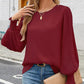 Dames Casual Crew Neck Geplooide Lantaarn Lange Mouwen Overhemden
