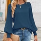 Dames Casual Crew Neck Geplooide Lantaarn Lange Mouwen Overhemden