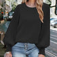 Dames Casual Crew Neck Geplooide Lantaarn Lange Mouwen Overhemden