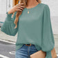 Dames Casual Crew Neck Geplooide Lantaarn Lange Mouwen Overhemden