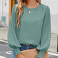 Dames Casual Crew Neck Geplooide Lantaarn Lange Mouwen Overhemden