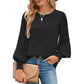 Dames Casual Crew Neck Geplooide Lantaarn Lange Mouwen Overhemden