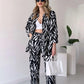 💥Uitverkoop 49% korting🌸 Chic dameshemd met zebraprint en pantalonset