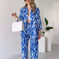 💥Uitverkoop 49% korting🌸 Chic dameshemd met zebraprint en pantalonset