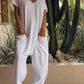 🌸Voorjaar 50% korting 🌸V-hals casual oversized zakken monochrome jumpsuit