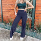 Vrouwen's high waist elastische wide-leg broeken- superstretchy