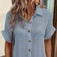 🌷Uitverkoop 49% korting💥Damesknoopjes Kort mouw Pocket Casual shirt jurk