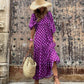 Dames elegante maxi-jurk met pofmouwen, bloemenprint en boho-stijl