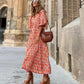 Dames elegante maxi-jurk met pofmouwen, bloemenprint en boho-stijl