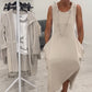 👗Eenvoudige mouwloze jurk met zakken