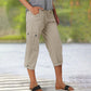 🔥49% korting🔥Effen Gekleurde Casual Cargo Capri Broek met Meerdere Zakken
