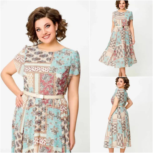 💥Uitverkoop 50% korting🌸Comfortabele en elegante patchwork print jurk