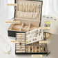Grote Capaciteit PU Lederen Oorbellen & Ketting Organizer met Slot