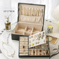 Grote Capaciteit PU Lederen Oorbellen & Ketting Organizer met Slot