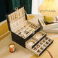 Grote Capaciteit PU Lederen Oorbellen & Ketting Organizer met Slot