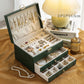 Grote Capaciteit PU Lederen Oorbellen & Ketting Organizer met Slot