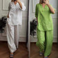 Casual loszittende 2-delige set voor dames met chique knoopversiering